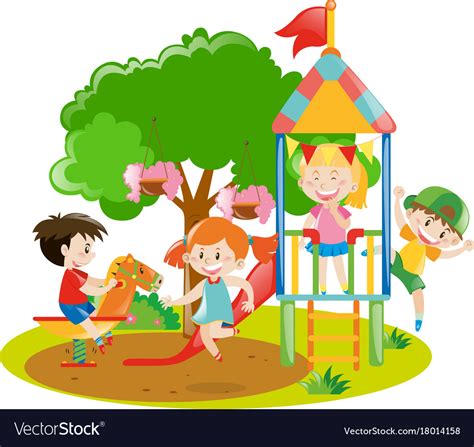 Children Playing In The Backyard Royalty Free Vector Image