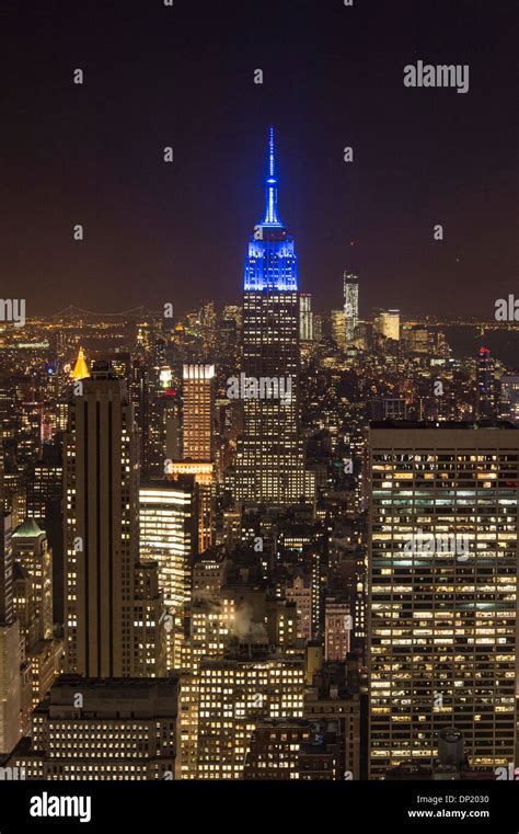 Empire State Building View From Rockefeller Center At Night Manhattan