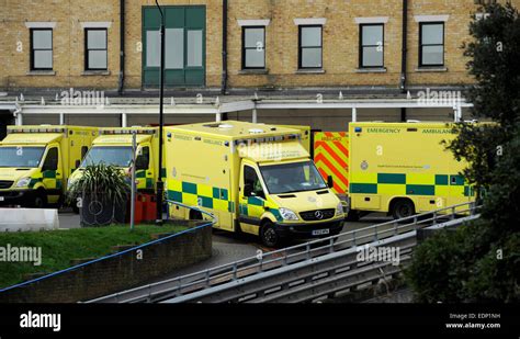 Ambulances Lined Up Outside The Accident And Emergency Department Of Brightons Royal Sussex