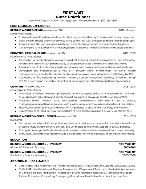 Nurse Practitioner Resume Examples For 2024 Resume Worded