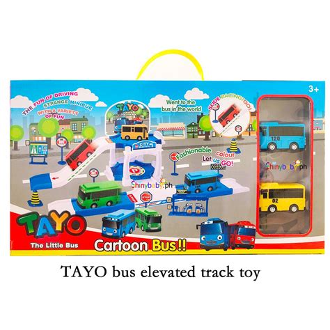 Tayo Bus Elevated Track Toy Tayo Bus Pull Back Car Tayo Lego Assembly