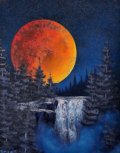 Moonlit Falls Oil 16x20 Canvas Art Landscape Art Painting Bob