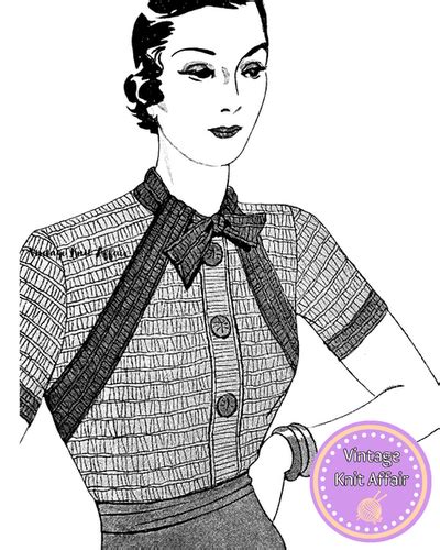 1930s Ladies Drop Stitch Cardigan Vintage Knit Affair