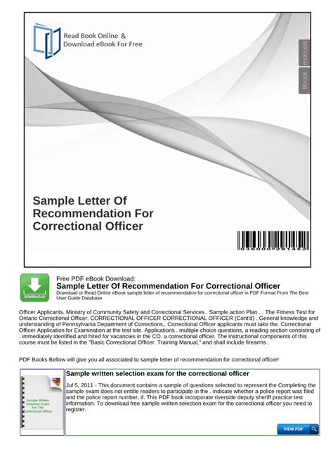 Pdf Sample Letter Of Recommendation For Correctional Officer · Sample