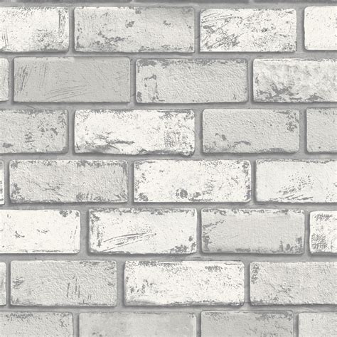 Arthouse Metallic Brick Wallpaper 692201 White Silver