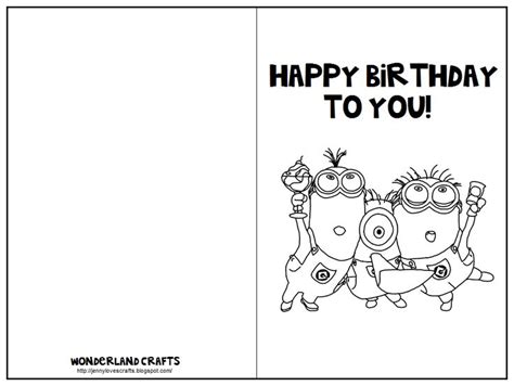 Wonderland Crafts Free Printable Birthday Cards Minion Birthday Card