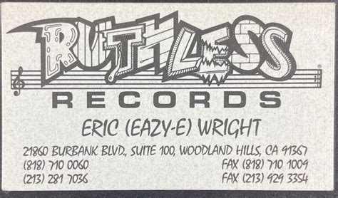 Lot Detail Eazy E Original Ruthless Records Business Card