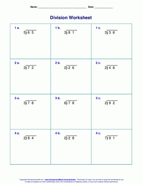 Free Printable 5th Grade Division Worksheets