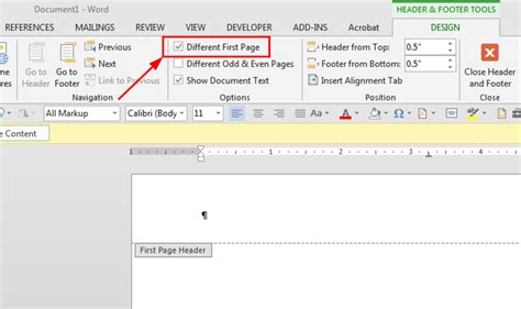 Page Layout Ms Word — Setting A Section Break So That Its Fixed In