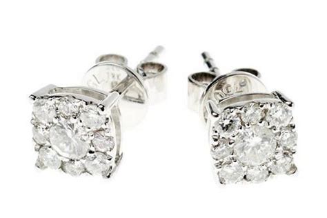 Ct White Gold Diamond Stud Earrings With Ct Total Earrings