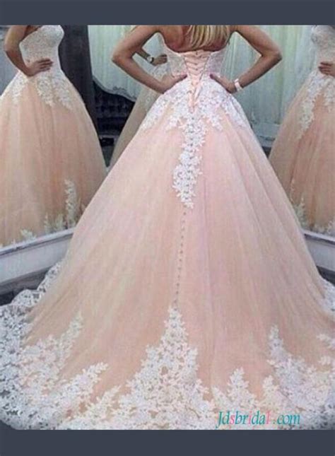 Blush Sweetheart Princess Pink Colored Ball Gown Wedding