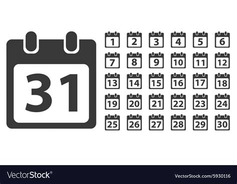 Calendar Day Icon Set Monochrome Royalty Free Vector Image