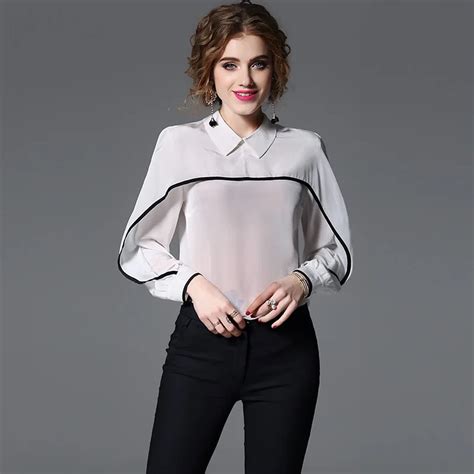 100 Silk White Women Blouse In Blouses And Shirts From Womens Clothing