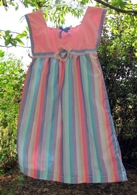 Handmade Girls Dress Jumper Size 12 14 Pink Blue