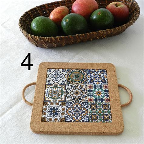 Traditional Portuguese Ceramic Tile Trivet With Handles Etsy