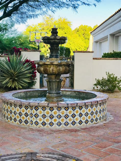Spanishfountain Mexican Tile Fountain Outdoor Courtyard