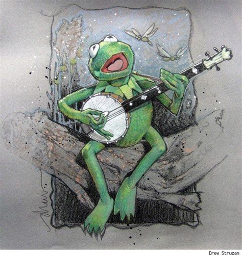 Kermit The Frog Playing Banjo Drawing Dishonored2paintingsandblueprints