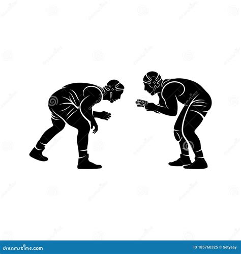 Wrestling Logo Vector Template Illustration Symbol Silhouette Design