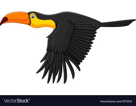 Cute Toucan Bird Cartoon Flying Royalty Free Vector Image