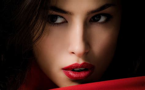 Masaüstü Yüz Kadınlar Model Portre Kırmızı Ruj Siyah Saç Ağız Burun Kişi Cilt Kafa