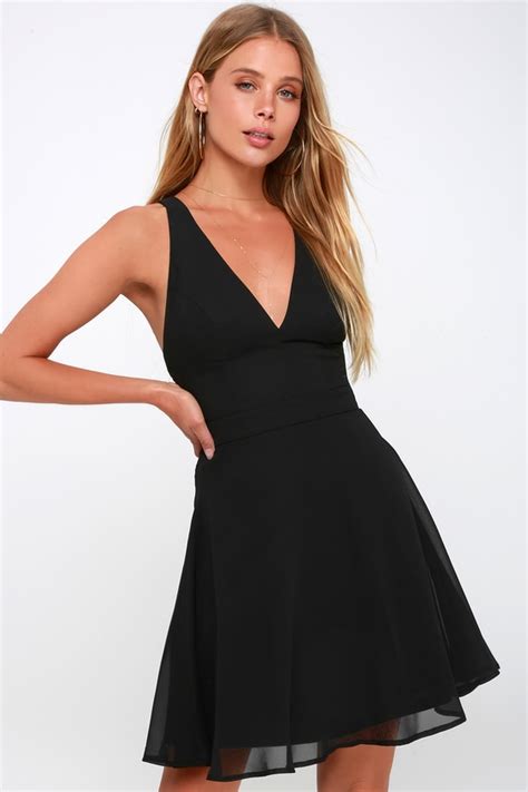 Cute Black Dress Black Backless Dress Black Skater Dress Lulus