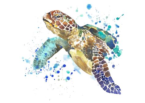 SEA TURTLE PAINTING Art Sea Canvas Turtle Print Watercolor Etsy