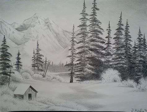 Snow Landscape Landscape Pencil Drawings Landscape Sketch Landscape