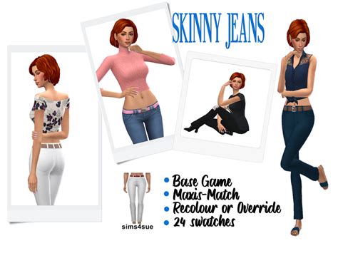 MMOutfitters - sims4sue: DOWNLOAD: BG SKINNY JEANS Details: ... | Maxis match, Skinny, Best sims