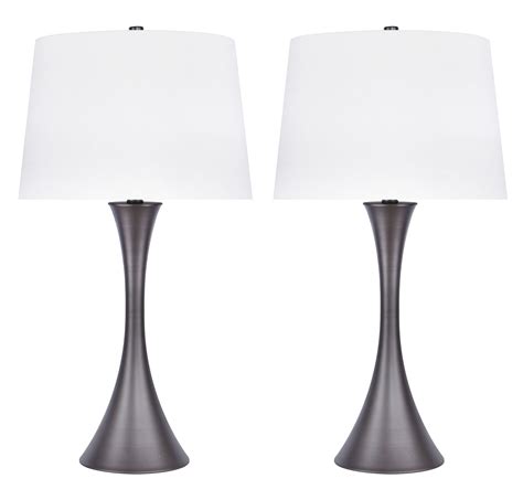 Grandview Gallery Grey Slate Metal Table Lamp Set With Hourglass