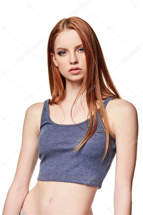 Slim Teen Girl In Short Top Stock Photo Pavel Kolotenko