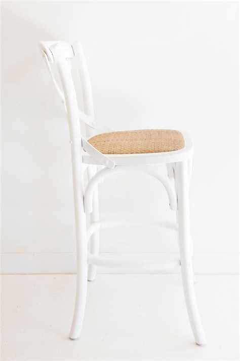 Available with matching chair, 24 and 30 swivel motion. Provincial Cross Back Counter Stool - White - Abide Interiors
