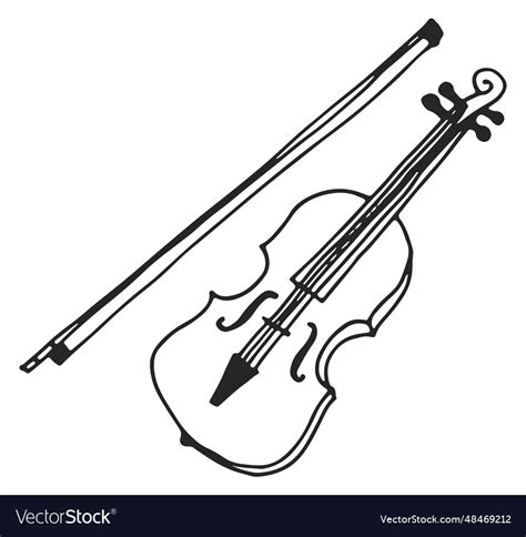 Violin Drawing Hand Drawn Classic Music Icon Vector Image