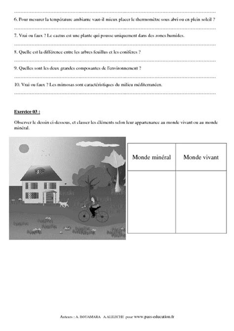 Cette page contient les cours de 6ème, activités et corrigés en accès libre pour les élèves exemple de classeur. Caractéristiques de notre environnement - 6ème - Exercices ...