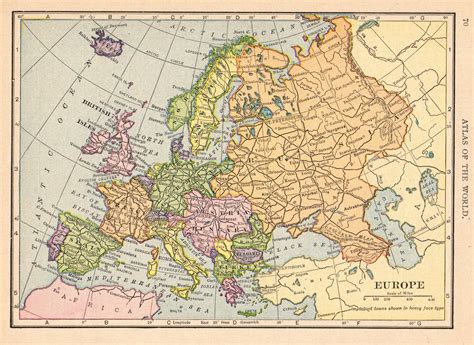 1912 Antique Europe Map Vintage Map Of Europe Gallery Wall Art Home