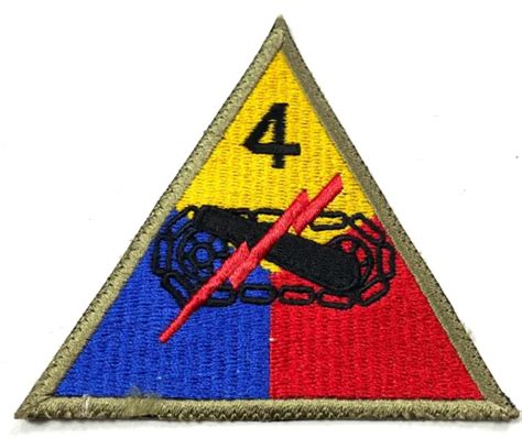 Wwii Us 4th Armored Breakthrough Division Jacket Sleeve Insignia
