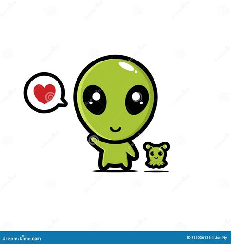Alien Cartoon Characters And Cute Baby Aliens Stock Vector