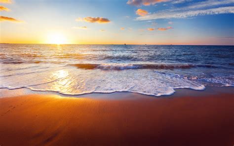 Beach Sunset Sunrise Waves Ocean Sea Wallpaper 2880x1800 720992