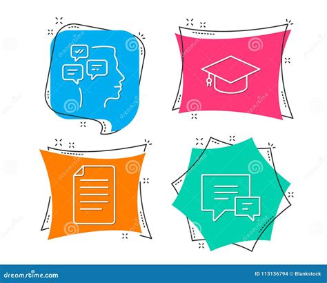 File Messages And Graduation Cap Icons Comment Sign Paper Page