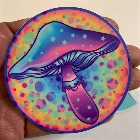 Trippy Mushroom Psychedelic Mushroom Sticker Pastel Laptop Etsy