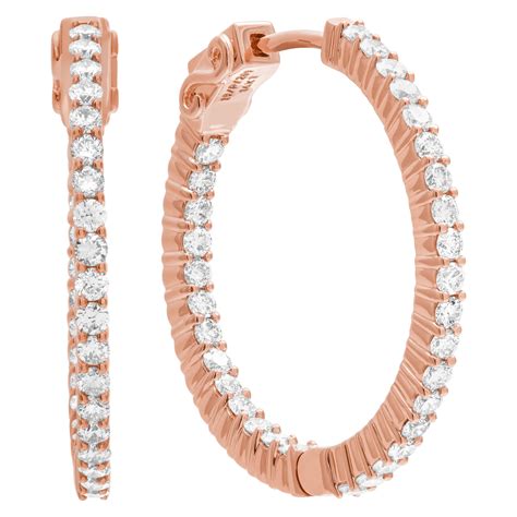 Inside Out K Rose Gold Hoop Earrings With Carats In Diamonds