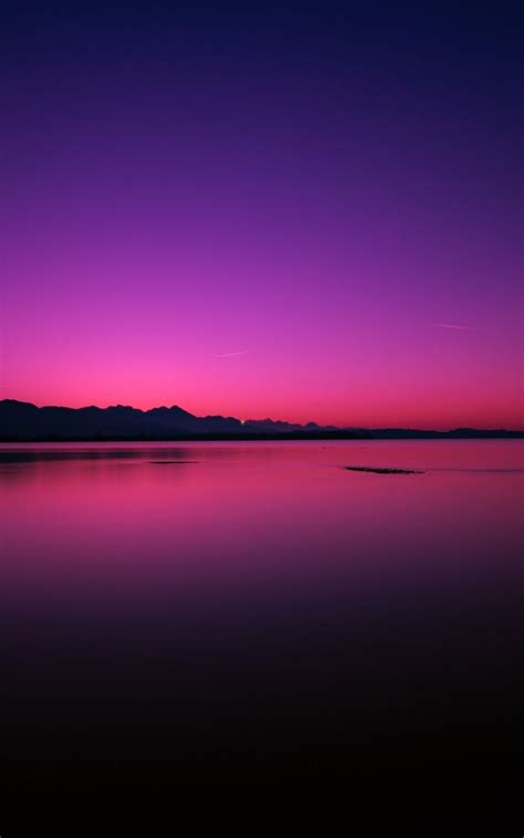 Pink Blue Sky Sunset Lake Silhouette Wallpaper Landscape Photography