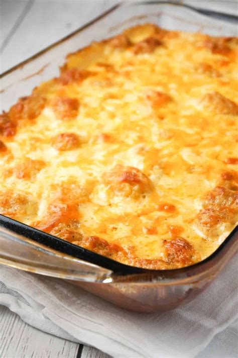 Cheesy Garlic Tater Tot Casserole Is An Easy Potato Side Dish Recipe