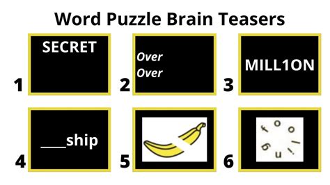 Brain Teaser Quiz Word Puzzles Guess The Words Inside The Boxes
