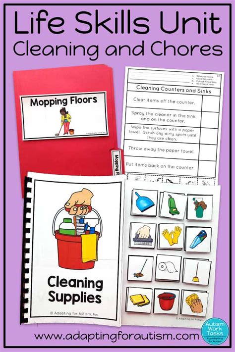 Life Skills Cleaning And Chores Blog Pin Adapting For Autism