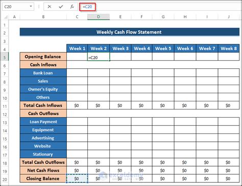 How To Create Weekly Cash Flow Statement Format In Excel