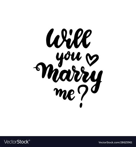 Will You Marry Me Handwritten Lettering Royalty Free Vector