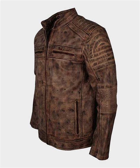 Mens Vintage Brown Waxed Motorbiker Cafe Racer Jacket Hit Jacket