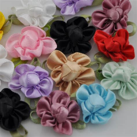 40pcs ribbon flower bows appliques wedding diy craft lots mix f26 ebay