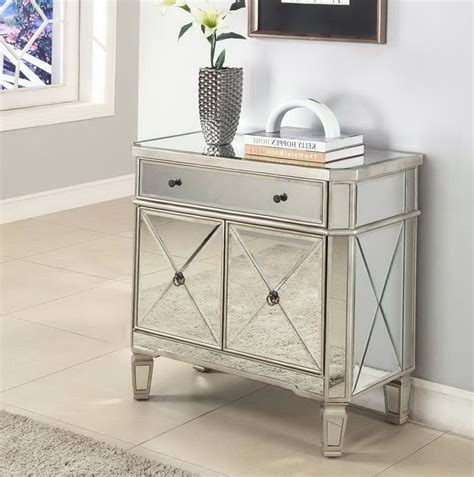 Accent tables can be classified into three basic shapes: Threshold™ Mirrored Accent Table With Drawer | Mirrored ...