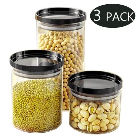 Glass Food Storage Containers With Lids By Meidong Set Of 3 Kitchen Canisters Candy Cookie